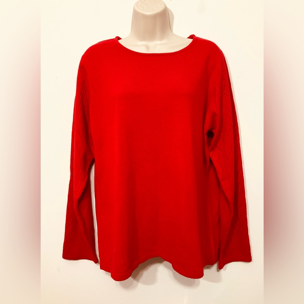 Coldwater  Creek women’s knit sweater with scarf. Red with a hint of orange